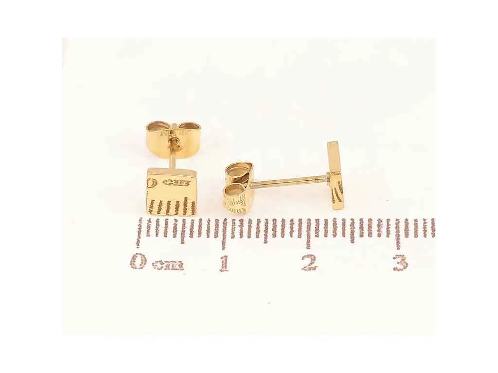 Сережки Xuping пусети TTM Stainless Steel 14K "Квадрати" 6х6мм (335905) 1,4см - фото 2