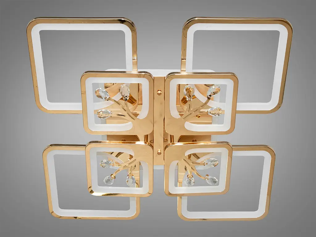 Стельова LED-люстра Diasha 8157/4+4G 190W, 60x60x12 см, 3 кольори світла, диммер, пульт - фото 5
