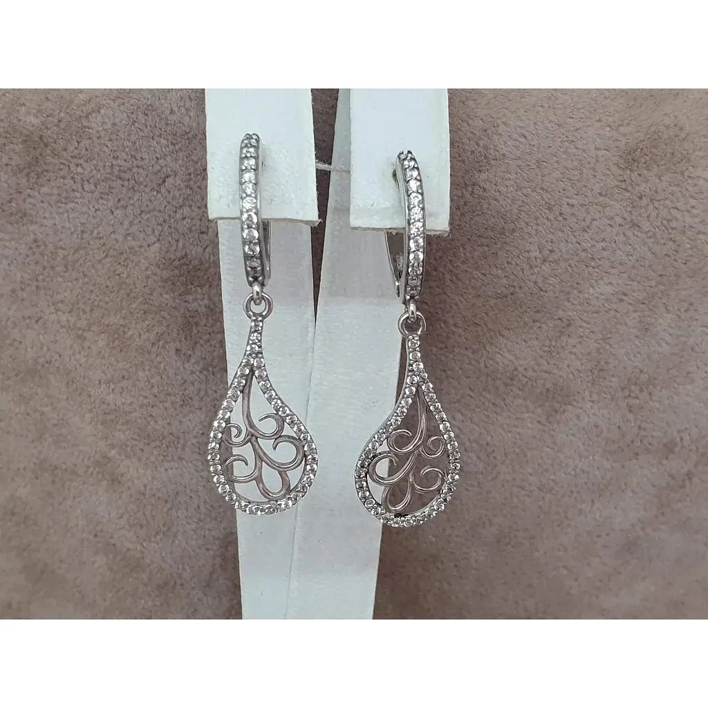 Срібні сережки Агні ОБІЙМИ з фіанітами. 2740/9Р-CZ - фото 4