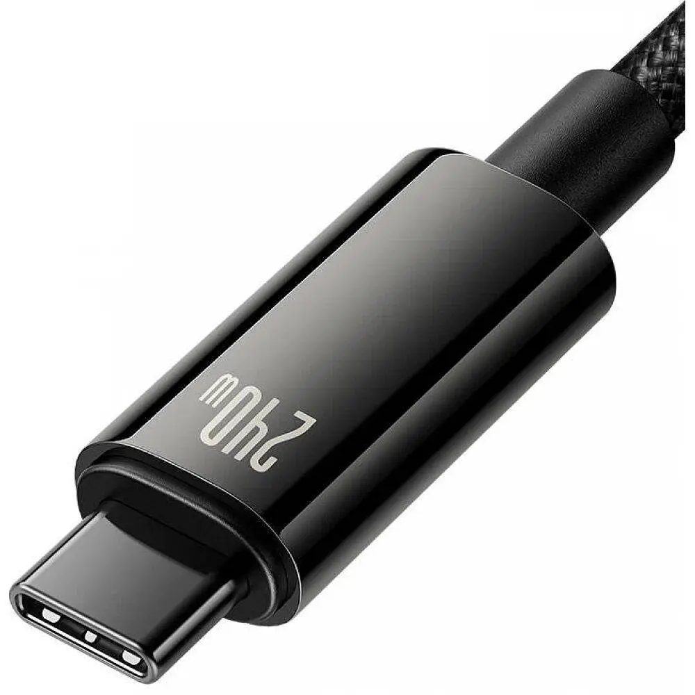 Кабель Baseus Tungsten Gold Fast Charging Type-C to Type-C 240W (2m) black (CAWJ040101) - фото 4