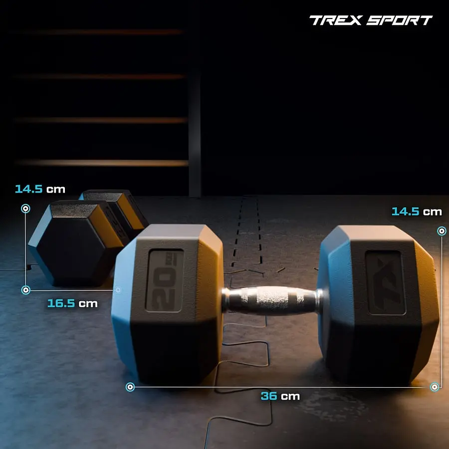 Гантеля шестигранна прогумована TX-200RD Trex Sport 20кг - фото 2