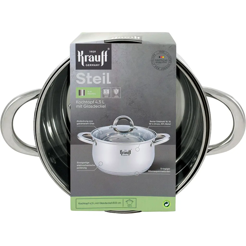 Каструля Krauff Steil зі скляною кришкою 22 см 4.5 л (26-238-076) - фото 6