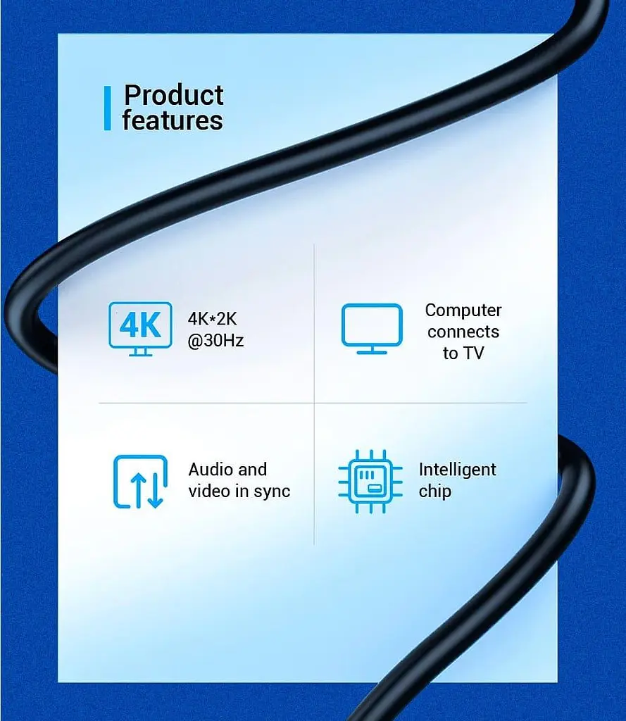 Кабель Vention DisplayPort-HDMI V 1.2 1.5 м (HAGBG) - фото 7