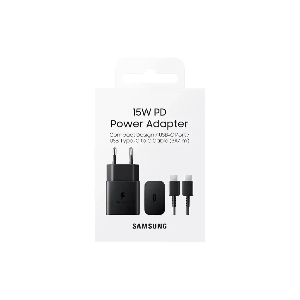 Зарядний пристрій Samsung USB-C 15 Вт чорний + кабель USB-C 1 м (EP-T1510XBEGEU) - фото 6