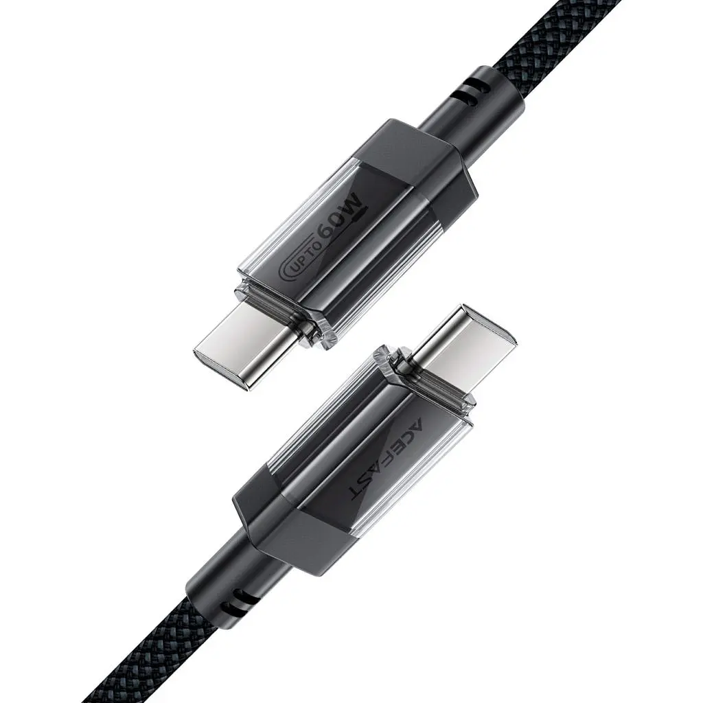 Дата кабель USB-C to USB-C 1.2m 60W stainless steel C12-03 Black Acefast (6974316283317) - фото 4