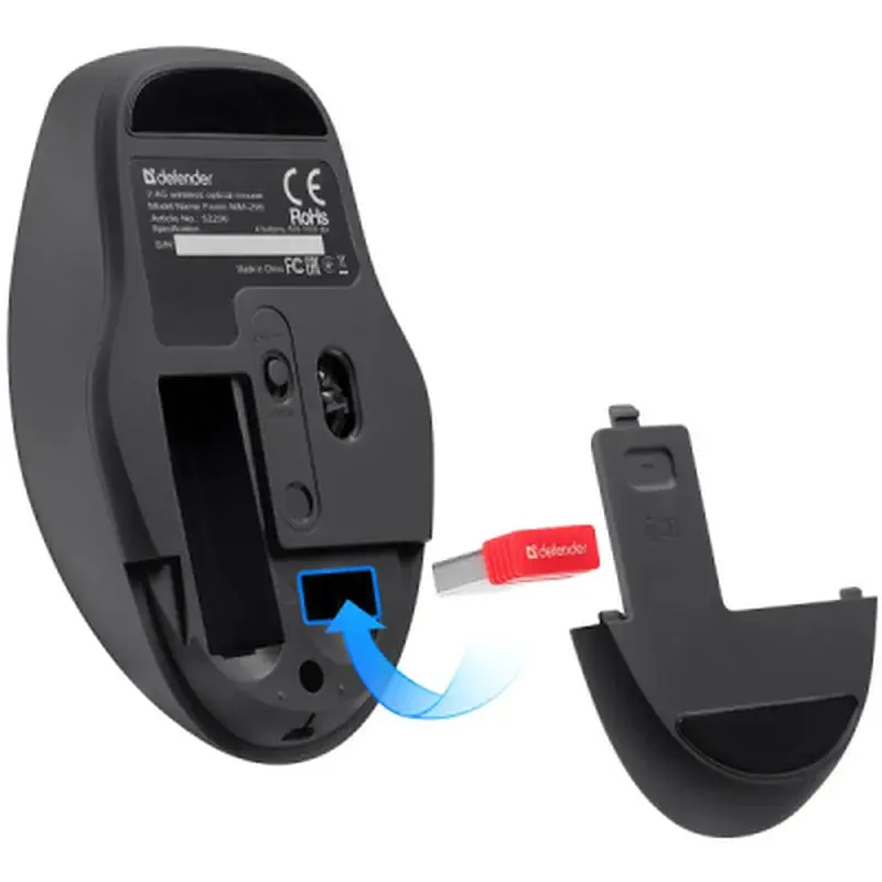 Мишка Defender Feam MM-296 Wireless Black (52296) - фото 5