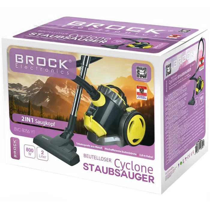 Пилосос Brock BVC 8056 YT контейнерний 800 Вт 2 л фільтр НЕРА чорно-жовтий - фото 2