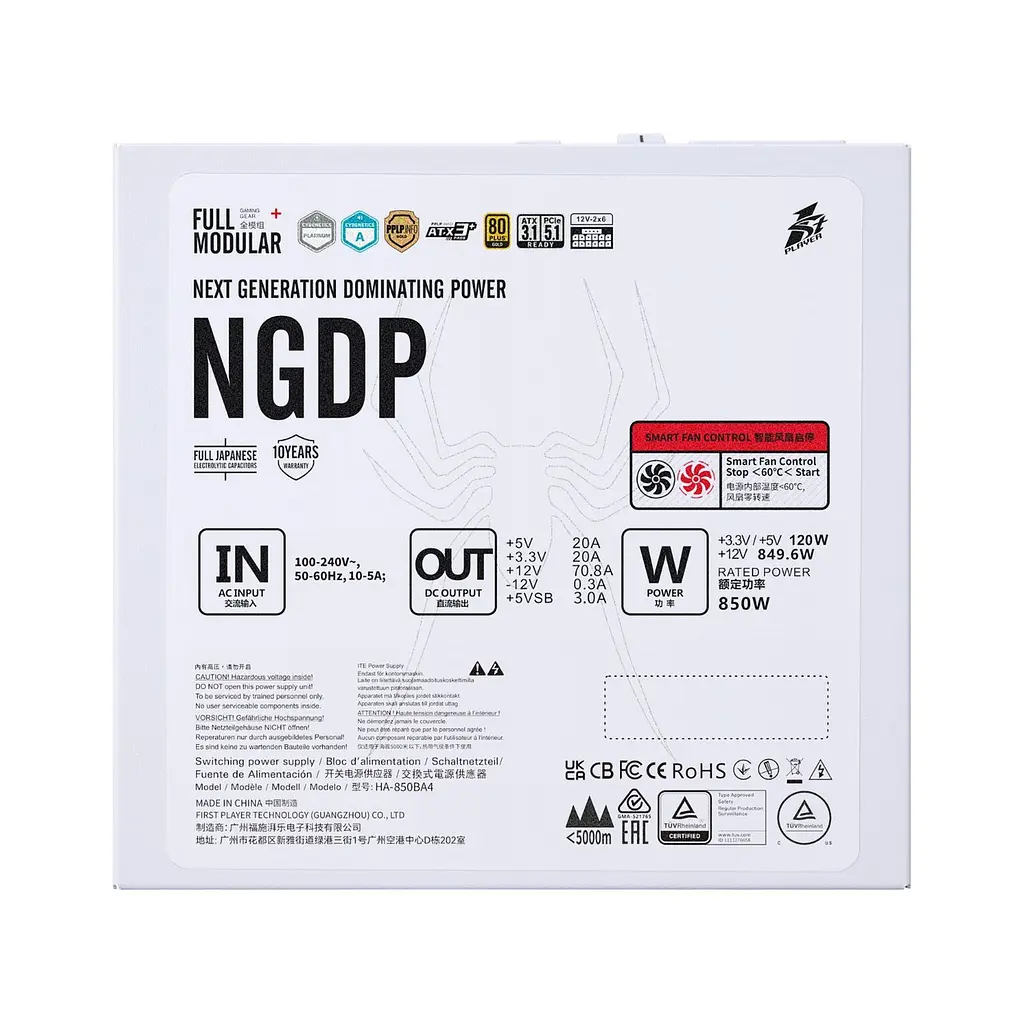 Блок живлення 1stPlayer HA-850BA4 Білий (NGDP-GLD-850-WH-EU) 850W - фото 3