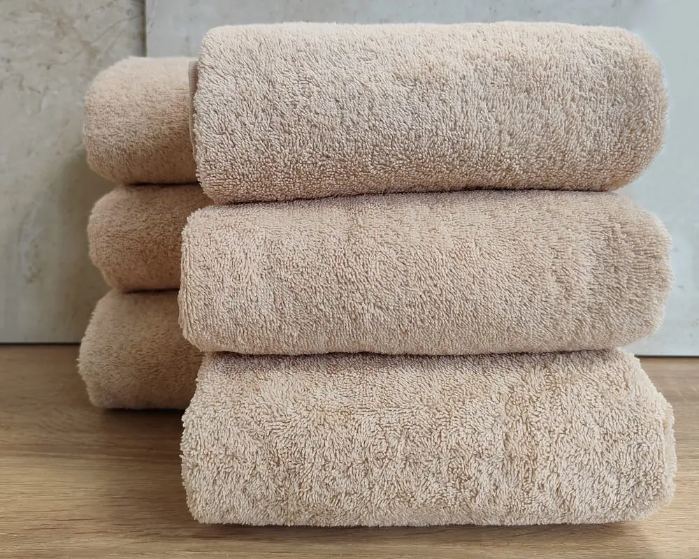 Набір турецьких махрових однотонних рушників Zeron 6 штук 50х90 Beige щільність 500 г/м2 - фото 2