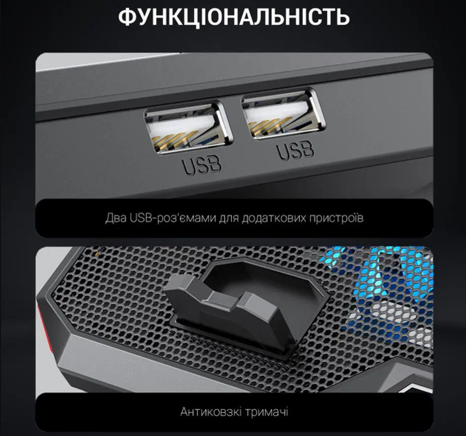 Охолоджувальна підставка для ноутбука до 18 дюймів GamePro GPCP-890 RGB 2xUSB 6xfans - фото 13