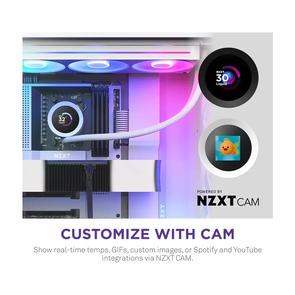 Система жидкостного охлаждения NZXT Kraken Plus RGB V2-360 mm AIO liquid cooler Wh (RL-KR360-W2) - фото 8
