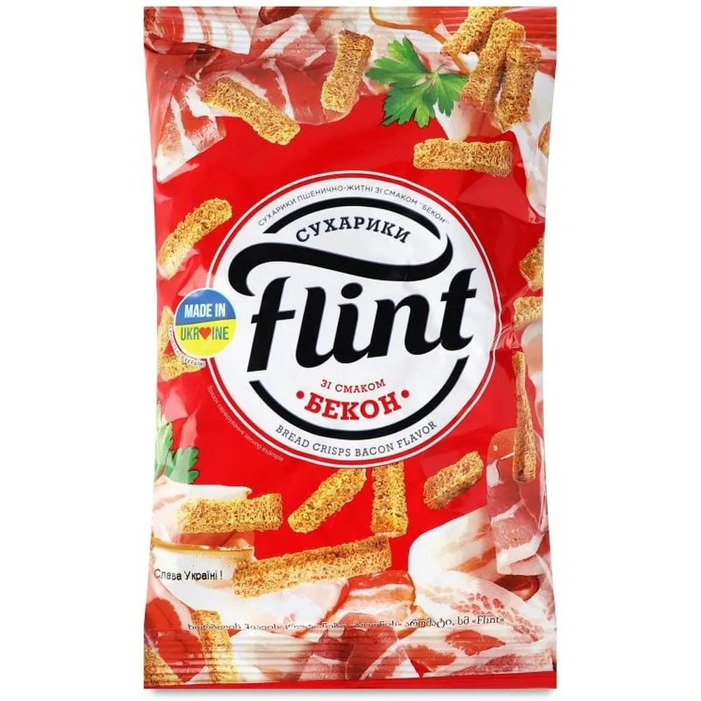 Набор сухариков Flint пшенично-ржаных со вкусом холодца и хрена, вкусом краба, со вкусом бекона (3 шт. x 60 г) 180 г - фото 4