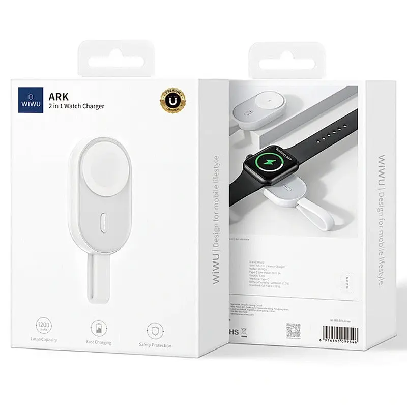 Портативне ЗП Power Bank Wi-M20 для Apple Watch 1200 mAh White Wiwu teh0029382 - фото 5
