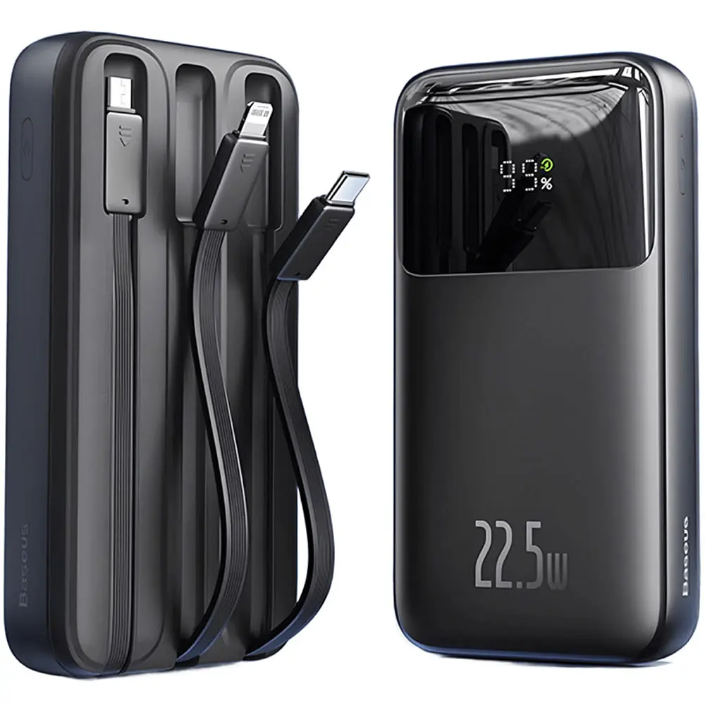 Зовнішній акумулятор Baseus Power Bank Comet Series Triple-Cable 20000mAh 22.5W (PPMD2-20) Black - фото 4