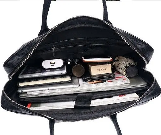 Шкіряна чоловіча сумка-портфель для ноутбука Tiding Bag M364A чорна - фото 5