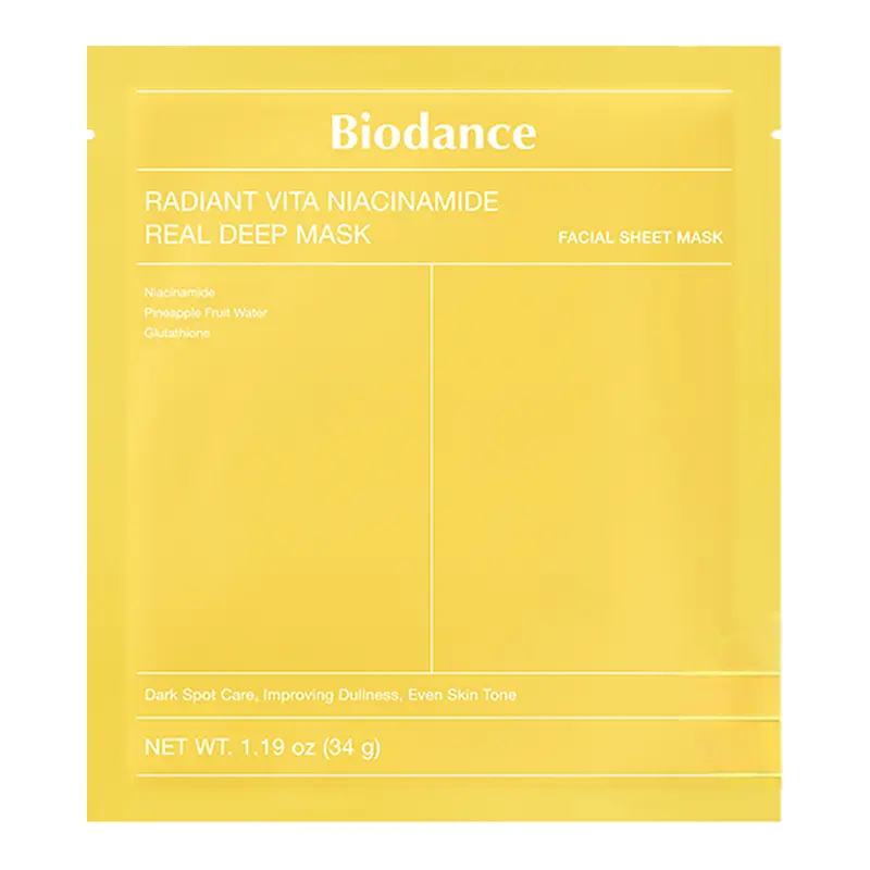 Маска гідрогелева освітлювальна з вітаміном С і ніацинамідом Radiant Vita Niacinamide Real Deep Mask Biodance 1 шт