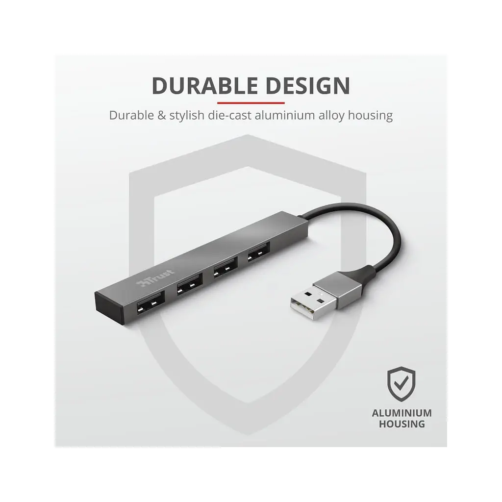 Концентратор Trust Halyx Aluminium 4-Port Mini USB Hub (23786_TRUST) - фото 8