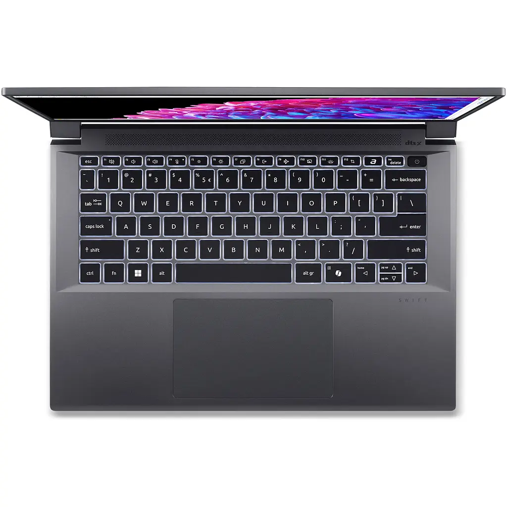 Ноутбук Acer Swift X 14 OLED SFX14-72G-5043 з процесором Intel Core Ultra 5 125H pana la 4.5GHz, 14.5'', 2.8K OLED 120Hz, 16GB LPDDR5X RAM, 1TB SSD, NVID Home, Steel сірий - фото 13