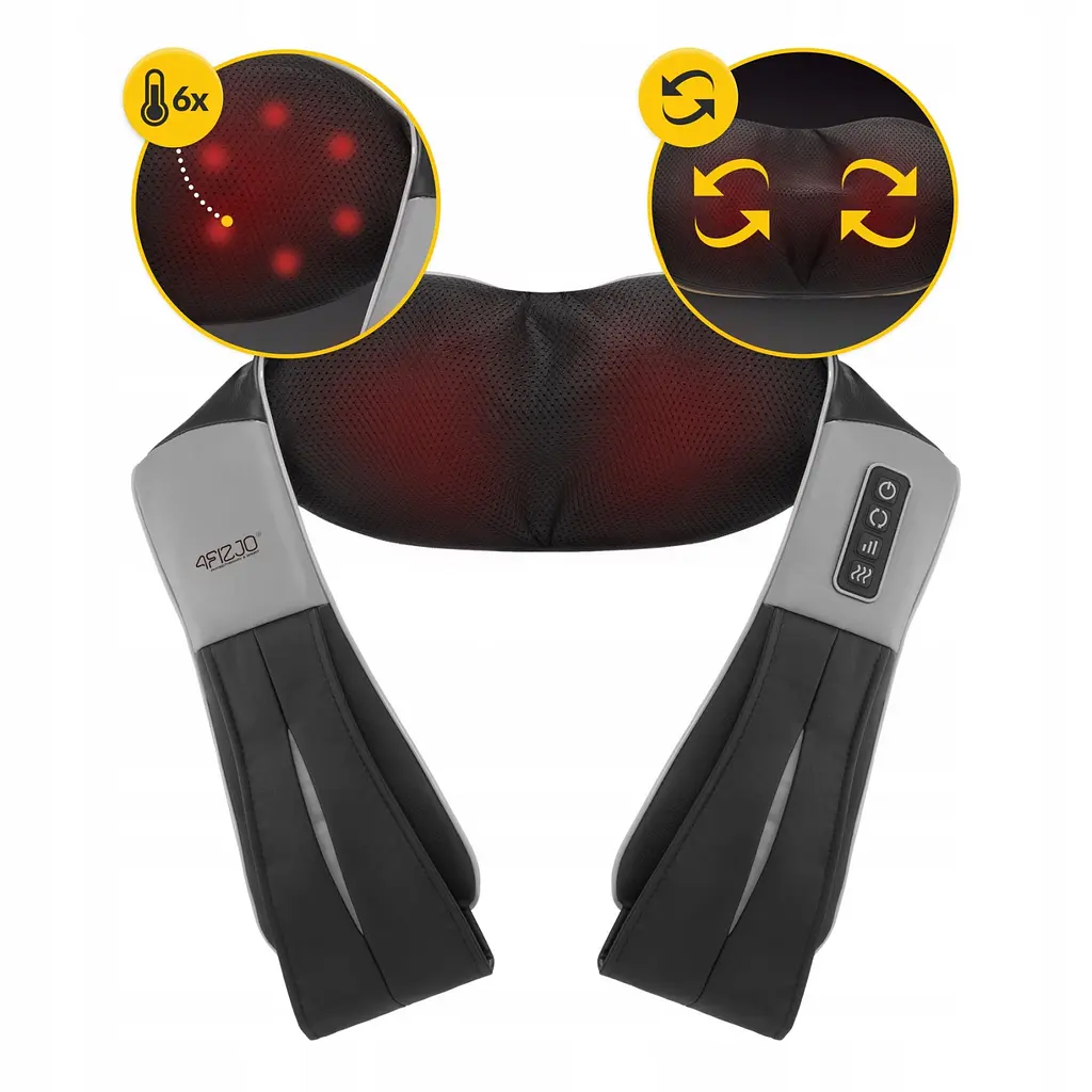 Накидка-масажер 4FIZJO Shiatsu Ultra+ для шиї та спини, акумуляторна 4FJ0611 Black/Grey (P-5907739319098) - фото 5