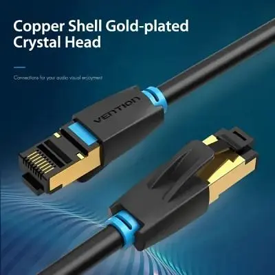 Патч-корд 0.5м, S/FTP cat 8 RJ-45 black Vention (IKABD) - фото 4