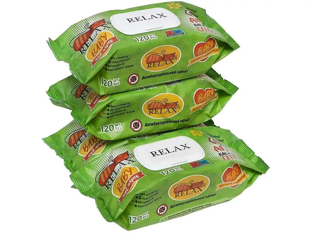 Вологі серветки RELAX 120шт baby antibacterial