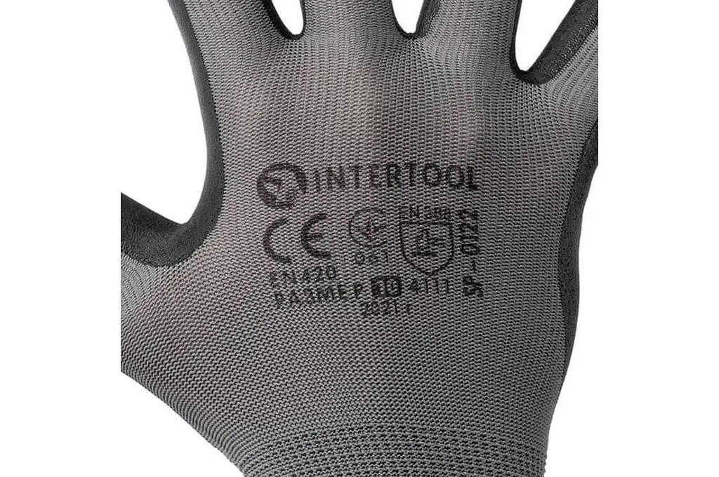 Рукавички робочі захисні Intertool нітрилові 10" сірі (в упаковці 3 шт.) - фото 2