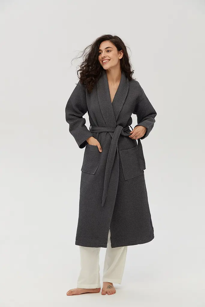 Халат Lotus Home - Waffle antrasit 3XL - фото 2