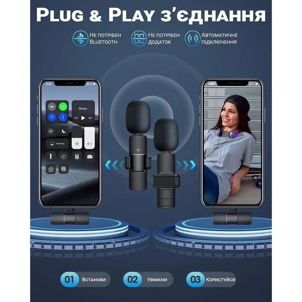 Микрофон XPRO WK V30 Lightning беспроводной с высоким качеством звука черный (MAW-45410_945) - фото 3