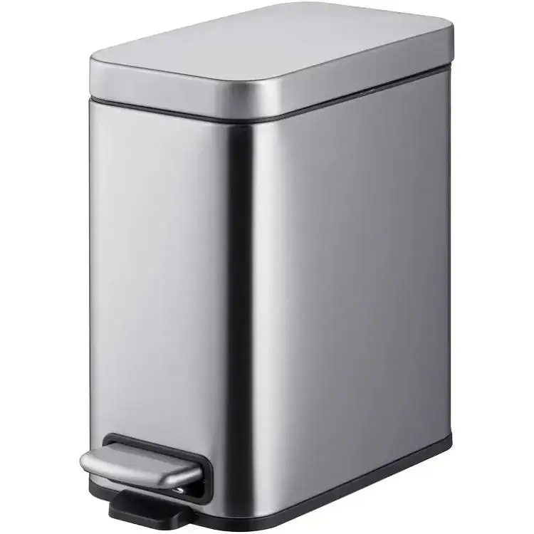 Відро для сміття Mixxus Premium Quadro-TC0105 SS Color 5л з плавним закриттям прямокутна нержавіюча сталь MI7062, Нержавіюча сталь
