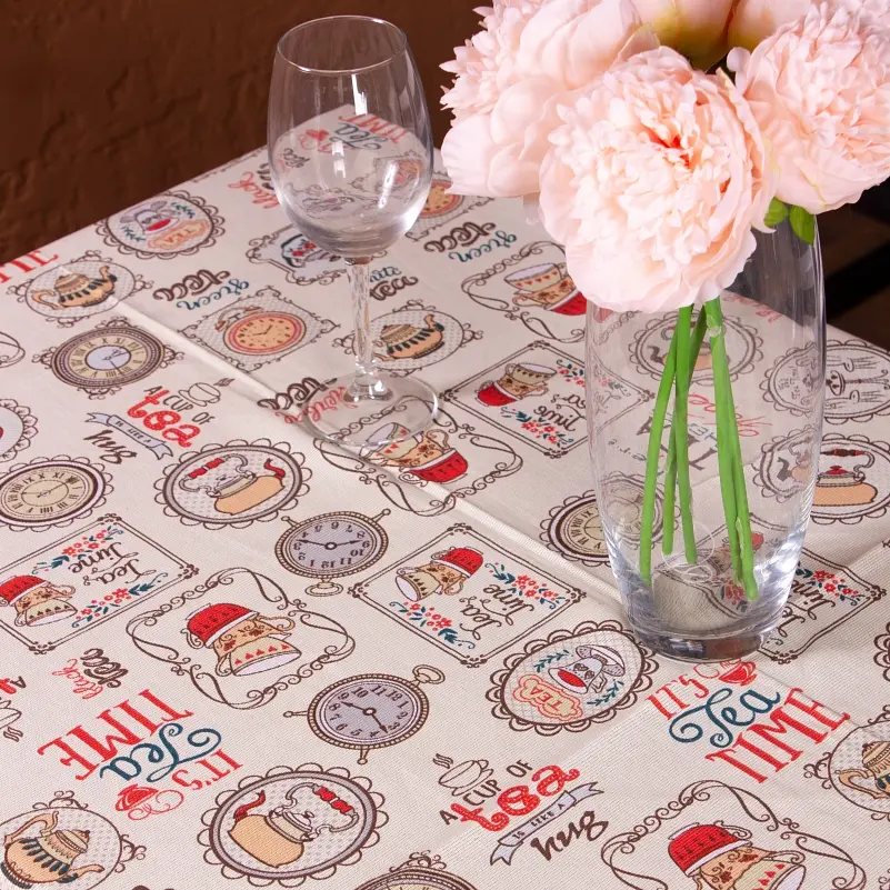 Скатертина MirSon №218 Cream services 130x100 см рогожка - фото 3