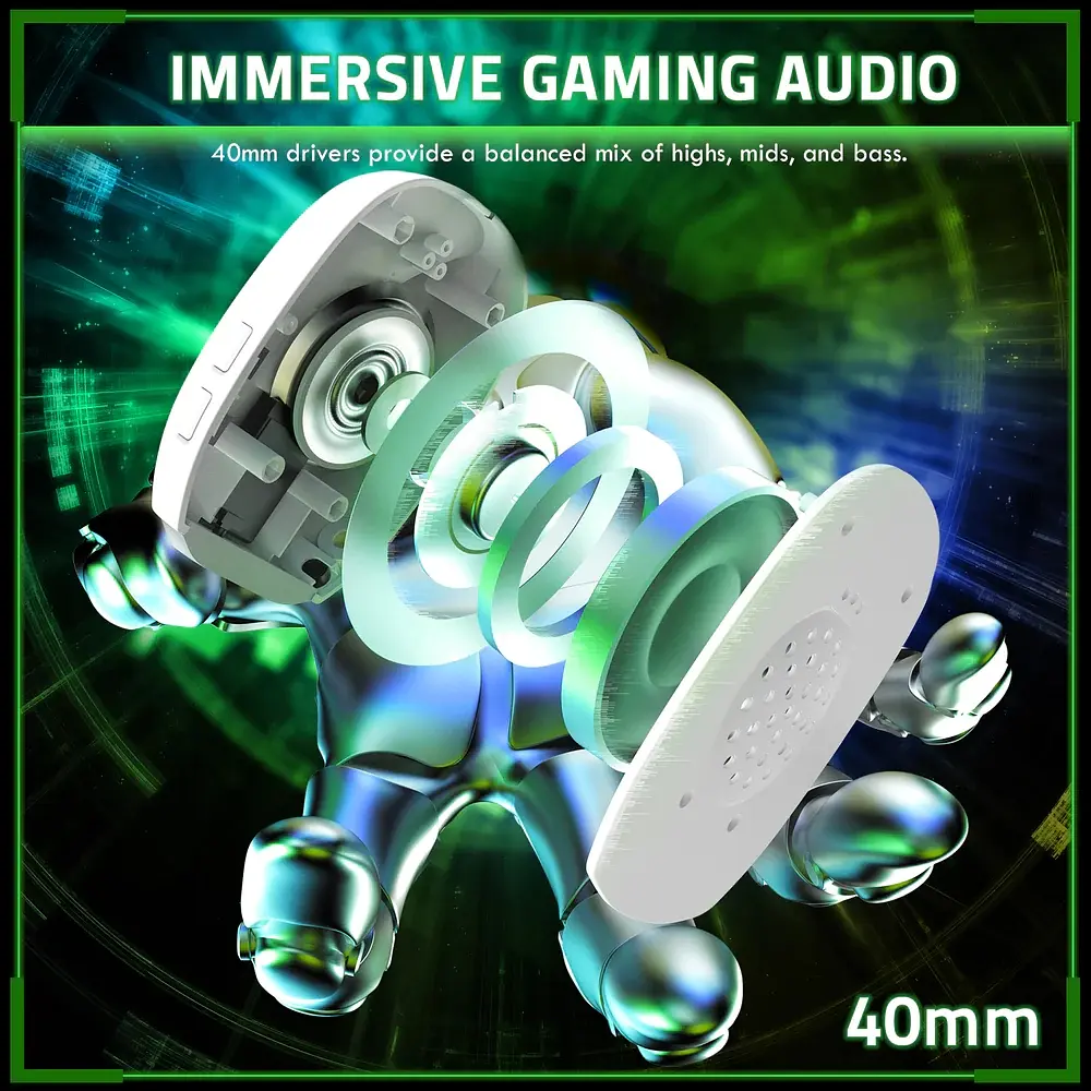 Ігрова гарнітура Attack Shark L80PRO Wireless, 2.4GHz/Bluetooth/3.5mm White - фото 8