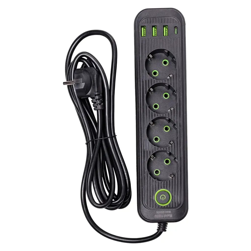 Сетевой фильтр-удлинитель Yiwu HP-5-13MF EURO 1085U 2,8 м 4 розетки 3 USB черный  - фото 3