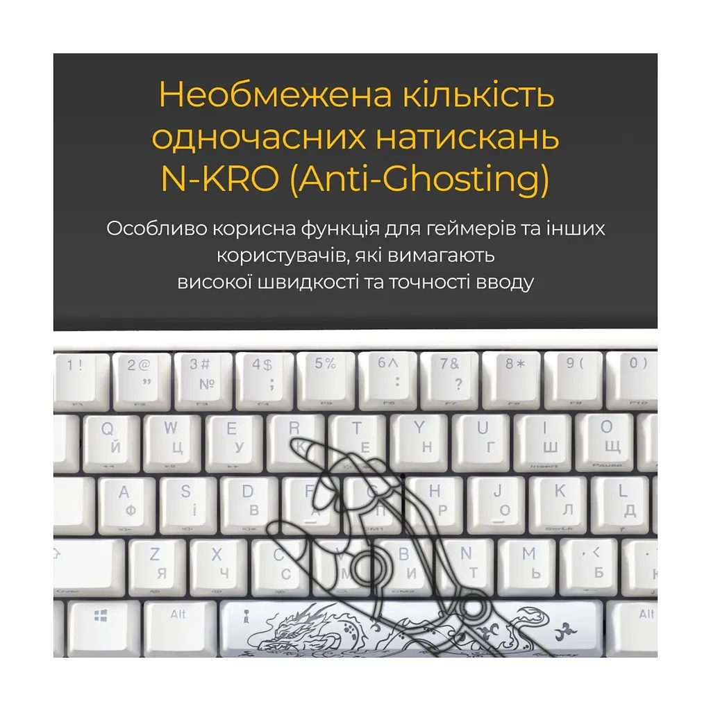 Клавіатура Ducky One 3 Mini Cherry MX Red RGB UA USB White (DKON2161ST-RUAPXPWWWSC1) - фото 10
