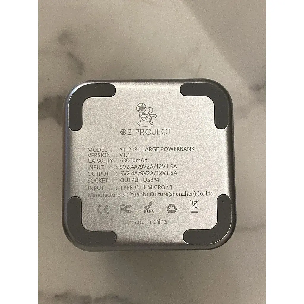 Повербанк O2 Project YT-2030 большой емкости с быстрой зарядкой Type C 60000 mAh 36W - фото 7