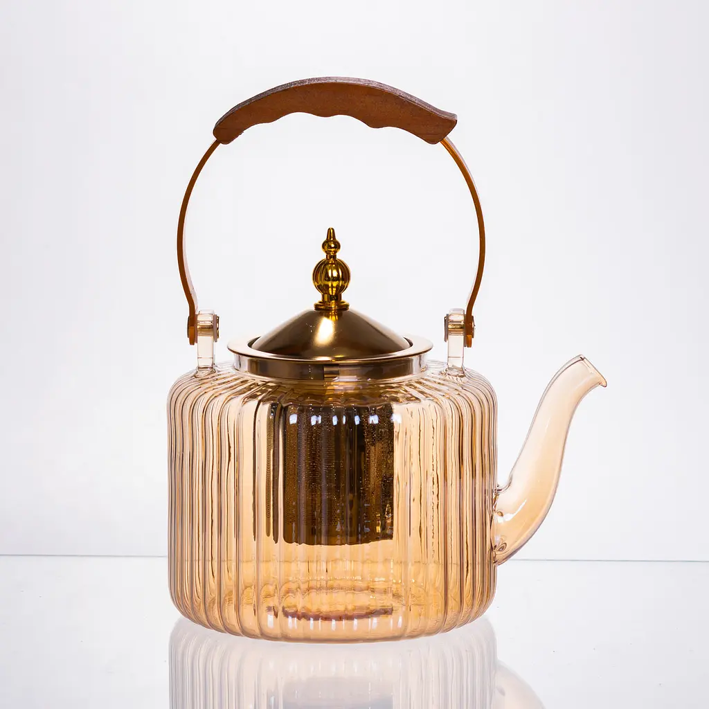 Набор для заваривания чая со стеклянным чайником и 6 чашек Коричневый Yiwu 64486-38 - фото 4