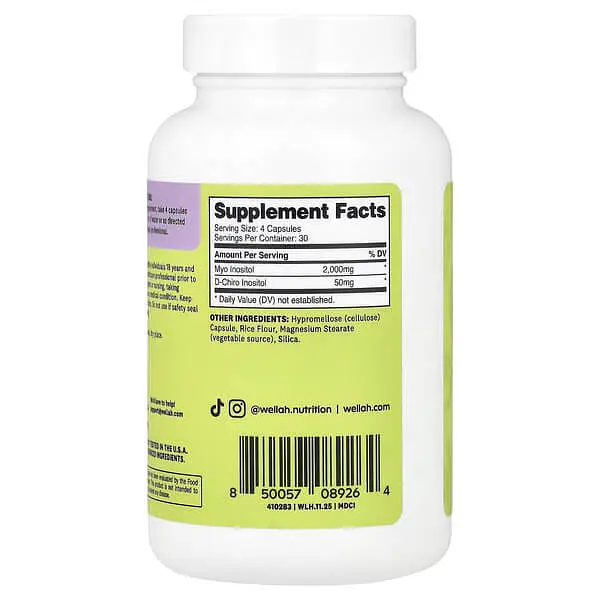Інозитол (B-8) Myo + D-Chiro Inositol 120 капсул Wellah vit0005890 - фото 2