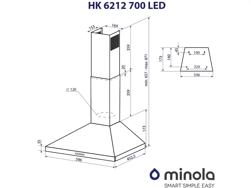 Витяжка Minola HK 6212 WH 700 LED - фото 9