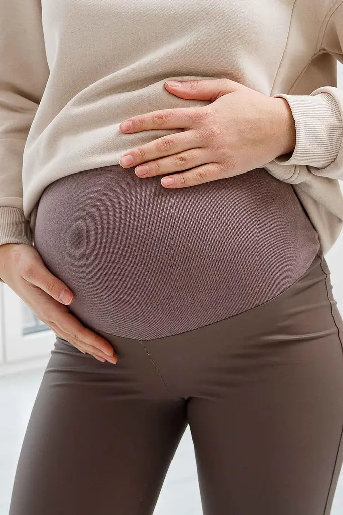 Демисезонные кожаные лосины для беременных Koln M (44) Lullababe Мокко - фото 7
