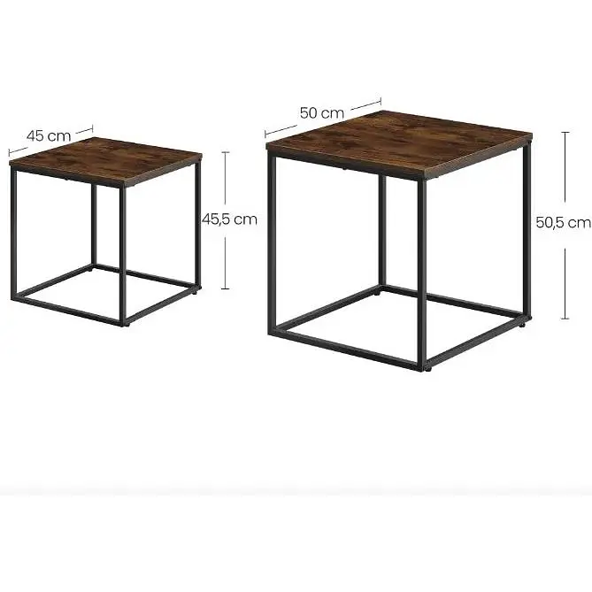 Комплект журнальных столиков Leobert Nika квадратный 50х50 50.5 см, 45х45х45.5 коричневый - фото 7