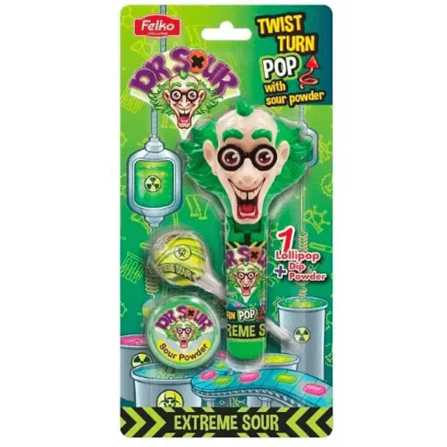 Льодяник на паличці Dr. Sour Blister Twist Turn Pop, 17г