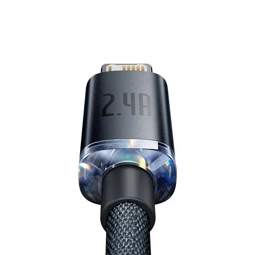 USB кабель Baseus Crystal Shine Series Fast Charging Data Cable USB to iP 2.4A 2m чорний CAJY000101 - фото 4