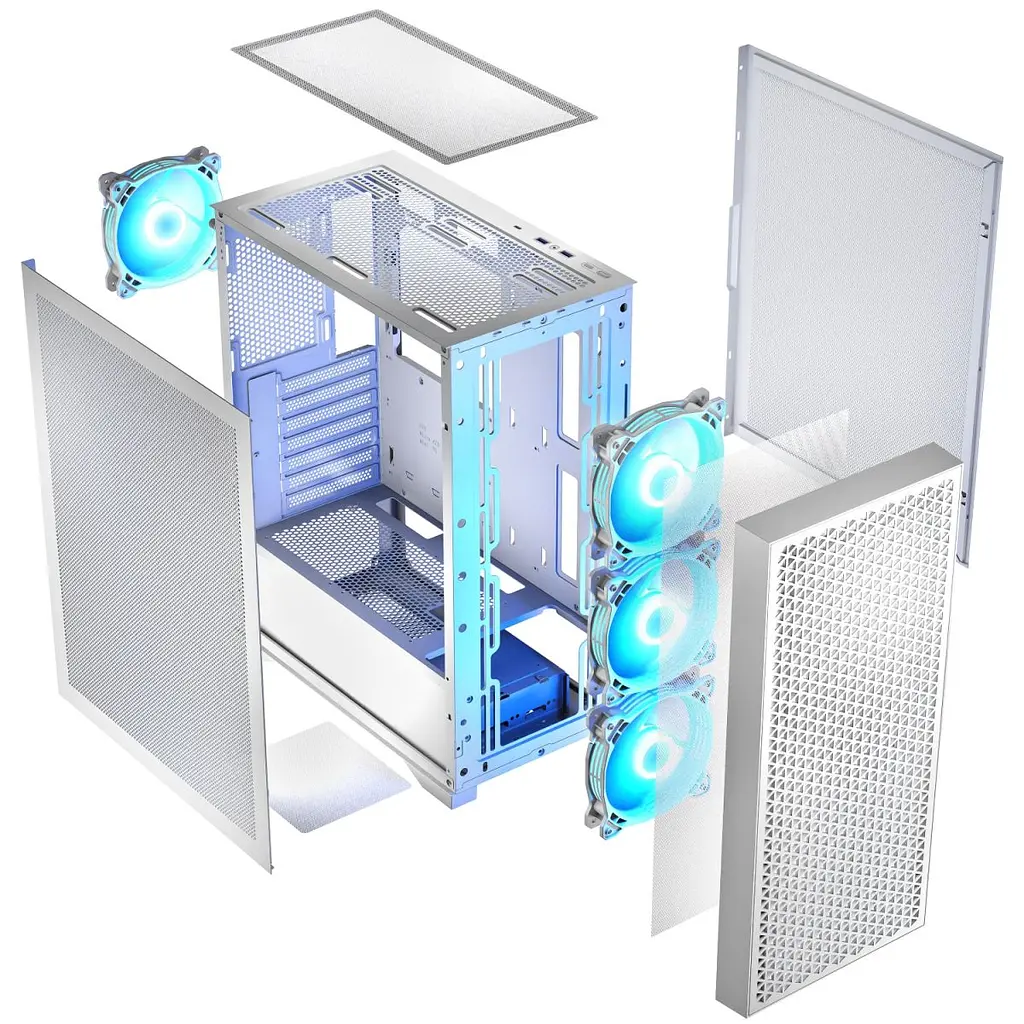 Корпус LogicConcept DART PRO ARGB MIDI WHITE MESH fans 4x120 мм без БЖ ATX (AT-DART-PRO-ARGB-20) - фото 2