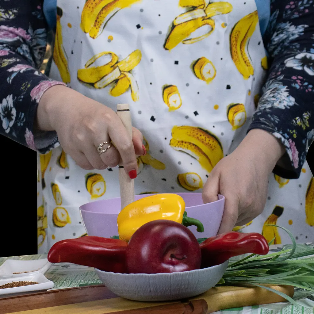 Макогон товкушка картоплем'ялка фігурна маленька дерев'яна 20 см, Woodly Бежевий 84901 - фото 3