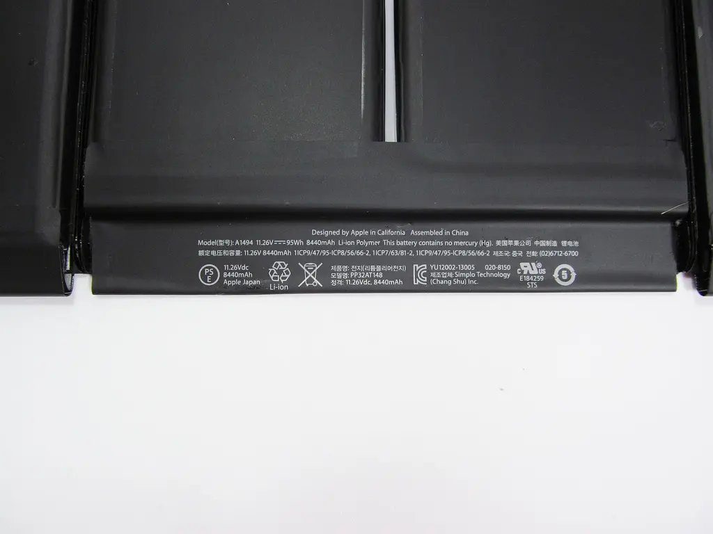 Акумулятор для ноутбука Apple A1494, 95Wh (8440 mAh), 6cell, 11.26V, Li-Pol, чорний - фото 2