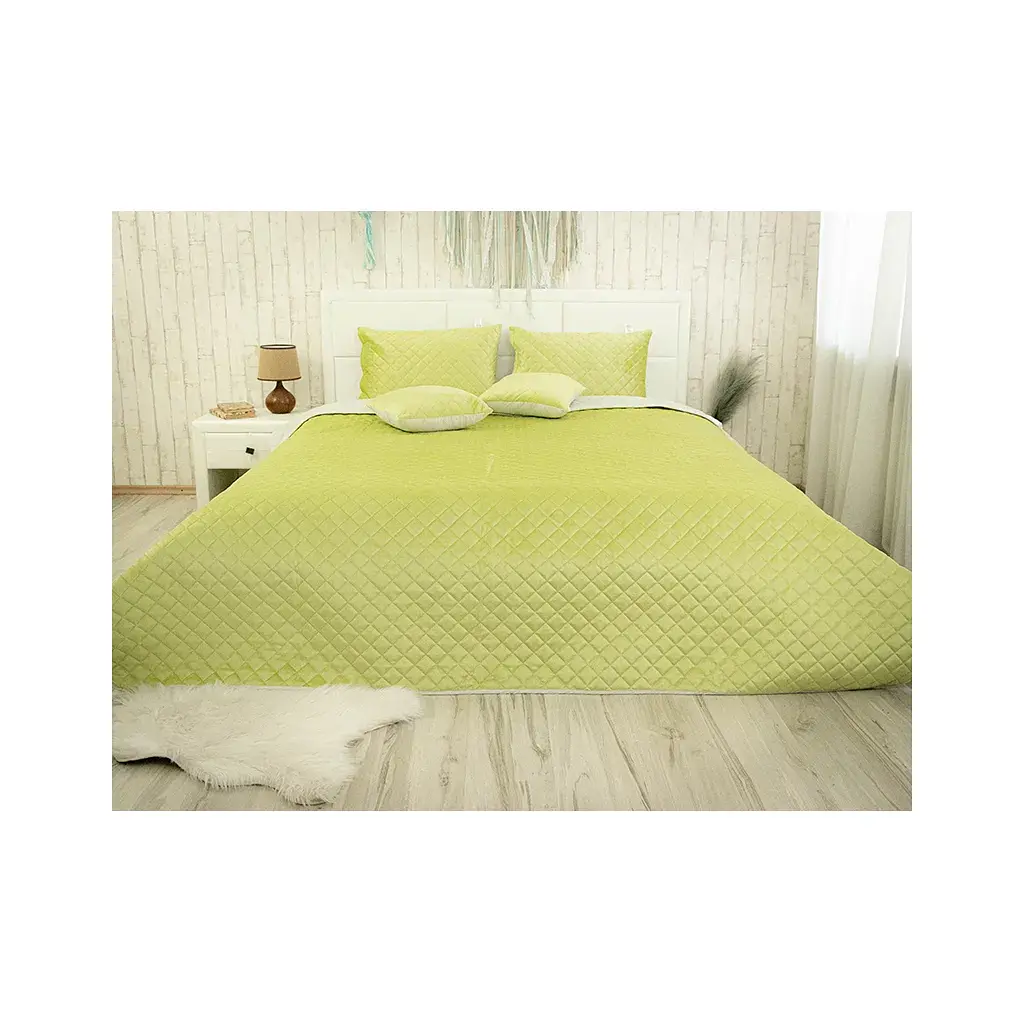 Покривало Руно Olive Green ромб велюр 220х240 (330.55_Olive Green ромб)