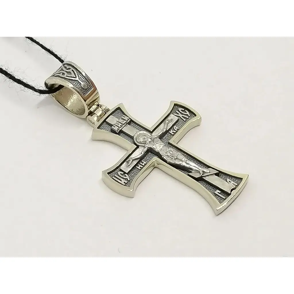 Золотий хрестик Харківська ювелірна фабрика. Розп'яття Христа. 11537-ЧБЕЛ - фото 2