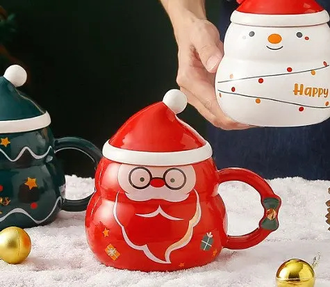 Чашка новорічна керамічна червона Merry Christmas 480 мл - фото 3