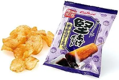 Японські чіпси Calbee Kata-age Potato Chips Kushikatsu Sauce 15г - фото 4