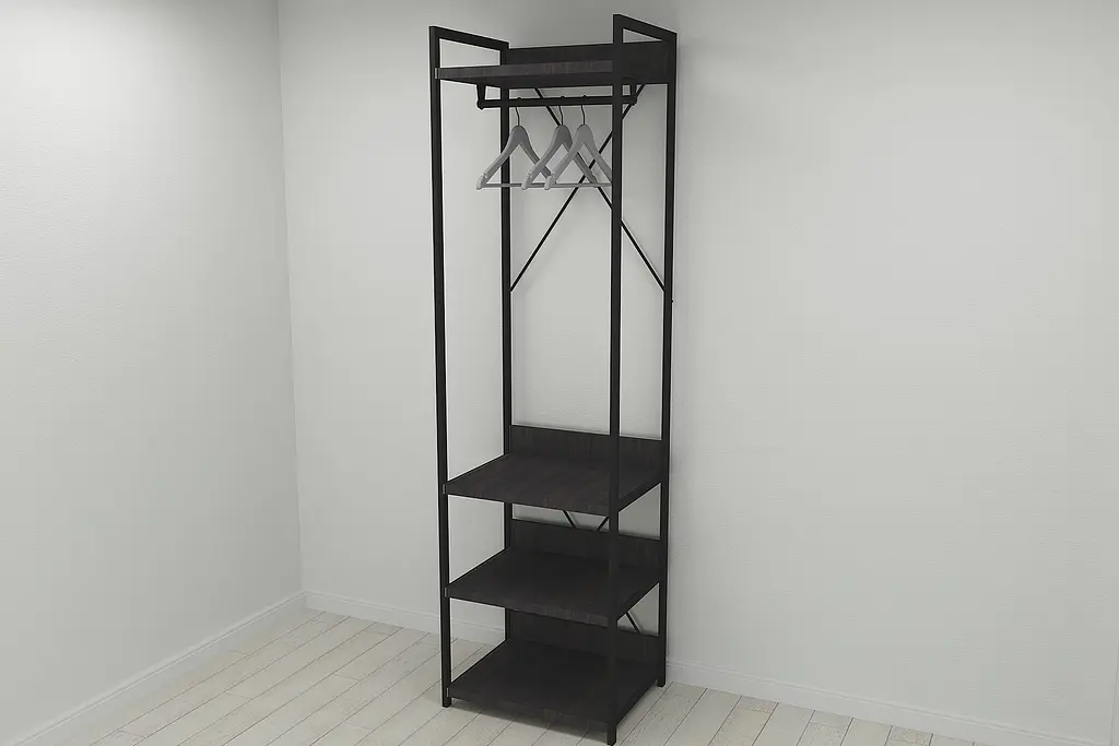 Шафа Гардероб Уні секція 3 серії Конект Ferrum-decor 220x60x50см Чорний метал ДСП Венге Магія 32 мм (FRD-104524) - фото 7