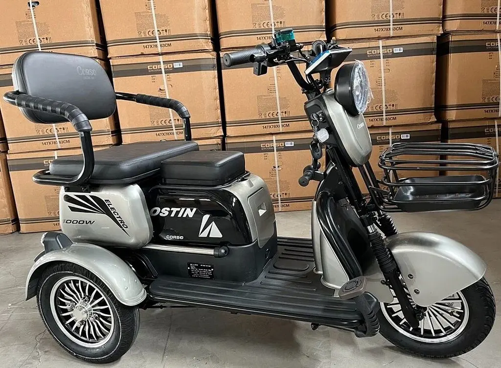 Електричний Трицикл Corso Ostin (1000W, 72V, 23Ah) + 1 Ящик Акумулятор, Гідравличні гальма Електробайк Скутер Коричневий - фото 8